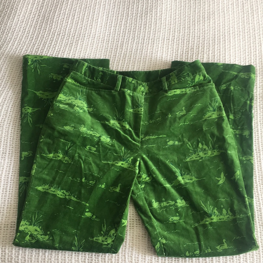 Lilly Pulitzer Green Flare Duck Corduroys NWOT